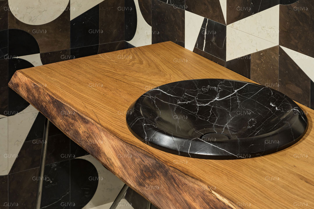 Раковина из массива мрамора Nero Marquina