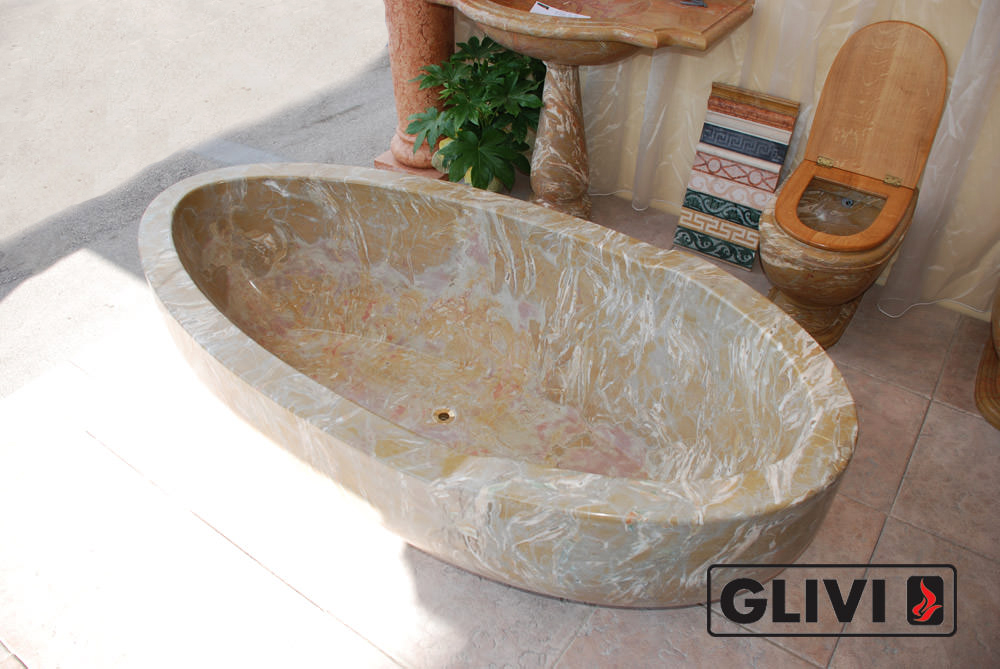 Ванна из блока мрамора Giallo Imperial