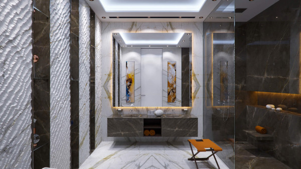 Проект ванной комнаты, Colonial Gold, Calacatta